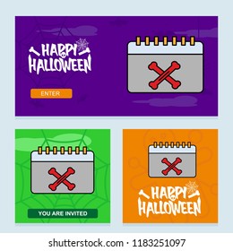 Happy Halloween invitation design with calender vector