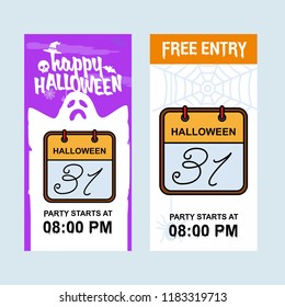 Happy Halloween invitation design with calender vector