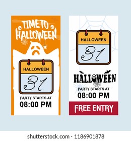 Happy Halloween invitation design with calender vector
