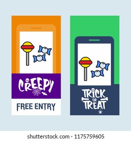 Happy Halloween invitation design with candy vector