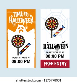 Happy Halloween invitation design with candy vector