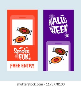 Happy Halloween invitation design with candy vector