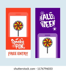 Happy Halloween invitation design with candy vector