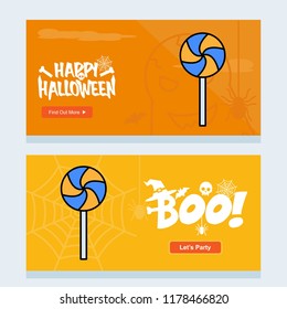 Happy Halloween invitation design with candy vector