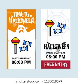 Happy Halloween invitation design with candy vector