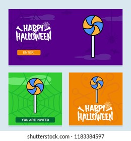 Happy Halloween invitation design with candy vector