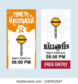 Happy Halloween invitation design with candy vector