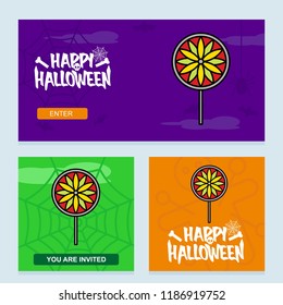 Happy Halloween invitation design with candy vector