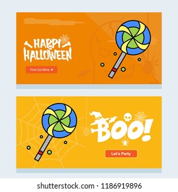Happy Halloween invitation design with candy vector