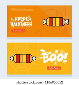 Happy Halloween invitation design with candy vector