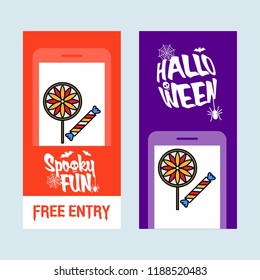 Happy Halloween invitation design with candy vector