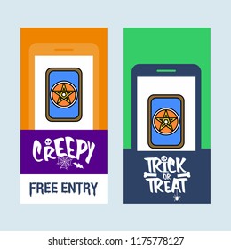 Happy Halloween invitation design with cards vector