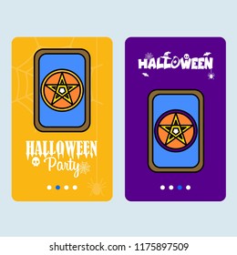 Happy Halloween invitation design with cards vector