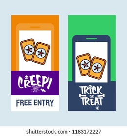 Happy Halloween invitation design with cards vector