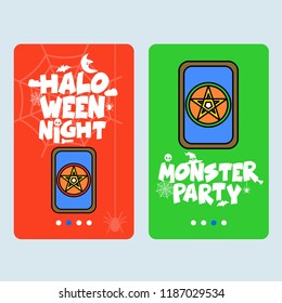 Happy Halloween invitation design with cards vector
