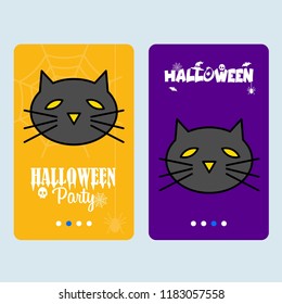 Happy Halloween invitation design with cat vector