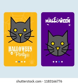 Happy Halloween invitation design with cat vector