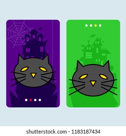Happy Halloween invitation design with cat vector