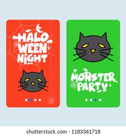 Happy Halloween invitation design with cat vector