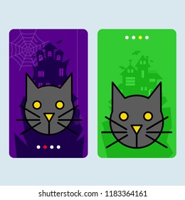 Happy Halloween invitation design with cat vector