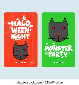 Happy Halloween invitation design with cat vector