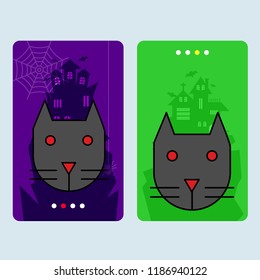 Happy Halloween invitation design with cat vector