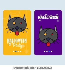 Happy Halloween invitation design with cat vector