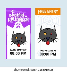 Happy Halloween invitation design with cat vector