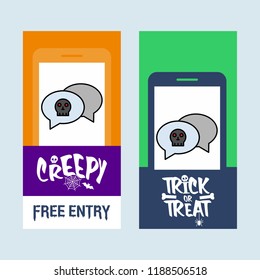 Happy Halloween invitation design with chat vector