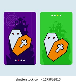 Happy Halloween invitation design with coffin vector