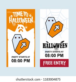 Happy Halloween invitation design with coffin vector
