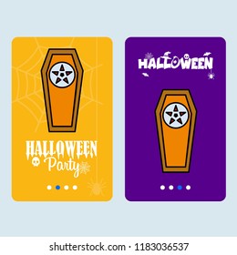 Happy Halloween invitation design with coffin vector