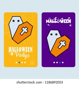 Happy Halloween invitation design with coffin vector