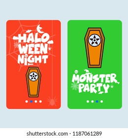 Happy Halloween invitation design with coffin vector