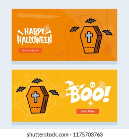 Happy Halloween invitation design with coffins vector