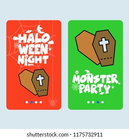 Happy Halloween invitation design with coffins vector