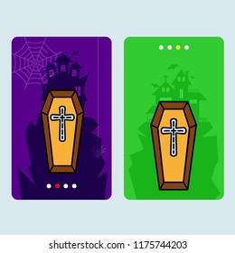 Happy Halloween invitation design with coffins vector