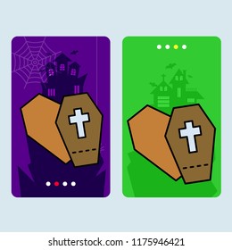Happy Halloween invitation design with coffins vector
