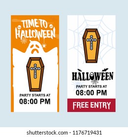 Happy Halloween invitation design with coffins vector