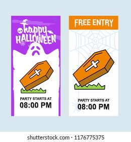 Happy Halloween invitation design with coffins vector