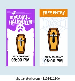 Happy Halloween invitation design with coffins vector