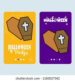 Happy Halloween invitation design with coffins vector