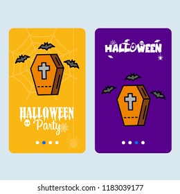 Happy Halloween invitation design with coffins vector