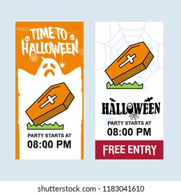Happy Halloween invitation design with coffins vector