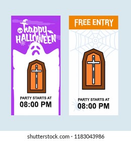 Happy Halloween invitation design with coffins vector