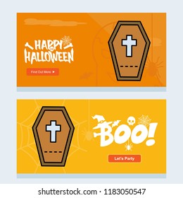 Happy Halloween invitation design with coffins vector