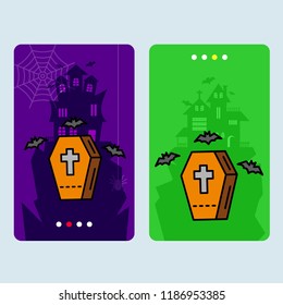 Happy Halloween invitation design with coffins vector