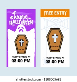 Happy Halloween invitation design with coffins vector