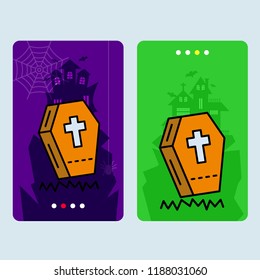 Happy Halloween invitation design with coffins vector