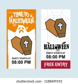 Happy Halloween invitation design with coffins vector